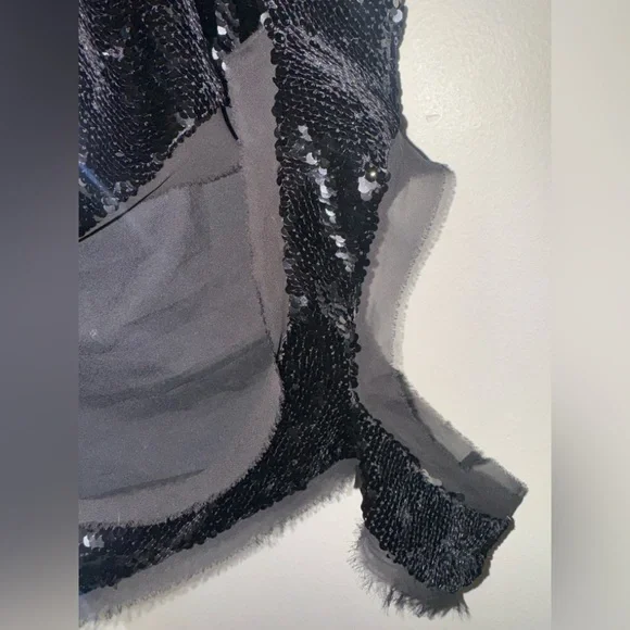 KHY X Sia Arnika one shoulder black sequin top with cut outs - Picture 10 of 10